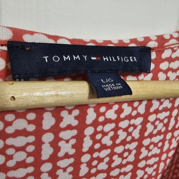 Tommy Hilfiger dress dot tiered print white and red hi low skirt midi si… - Picture 14 of 15